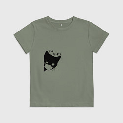 Футболка хлопковая детская Кот в маске, цвет: авокадо