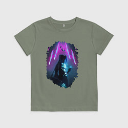 Футболка хлопковая детская ДЖИНКС, ЛИГА ЛЕГЕНД ARCANE JINX, цвет: авокадо