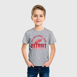 Футболка хлопковая детская Detroit Red Wings Детройт Ред Вингз, цвет: меланж — фото 2
