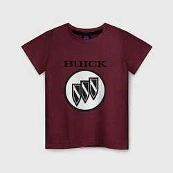 Футболка хлопковая детская Buick Black and White Logo, цвет: меланж-бордовый