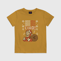 Футболка хлопковая детская JINGLE BELLA CIAO, цвет: горчичный