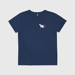 Футболка хлопковая детская БЕЛАЯ КРЫСА СЕРДЕЧКО, цвет: тёмно-синий