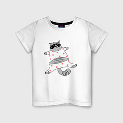 Футболка хлопковая детская Кот в пижаме, цвет: белый