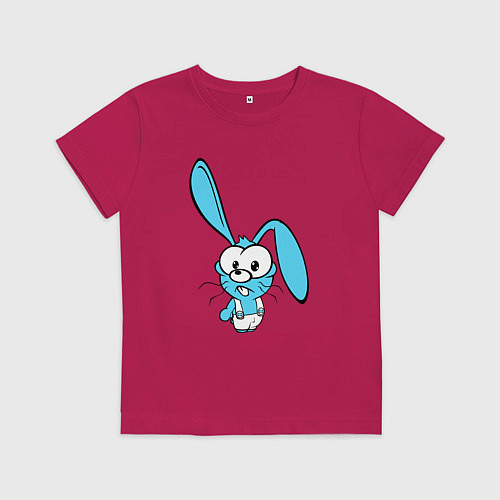 Детская футболка Заяц пучеглазый голубенький / Маджента – фото 1