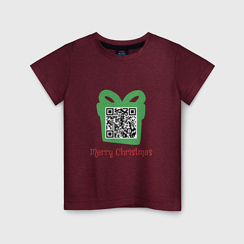 Детская футболка QR Christmas / Меланж-бордовый – фото 1