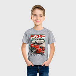 Футболка хлопковая детская Nissan Skyline Ниссан Скайлайн, цвет: меланж — фото 2