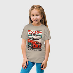 Футболка хлопковая детская Nissan Skyline Ниссан Скайлайн, цвет: миндальный — фото 2