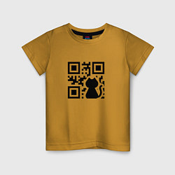 Футболка хлопковая детская CAT QR CODE, цвет: горчичный