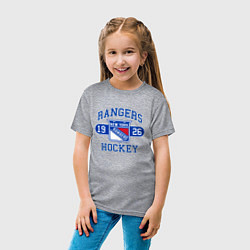 Футболка хлопковая детская Нью Йорк Рейнджерс, New York Rangers, цвет: меланж — фото 2
