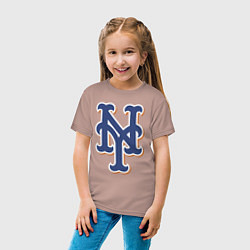 Футболка хлопковая детская New York Mets - baseball team, цвет: пыльно-розовый — фото 2