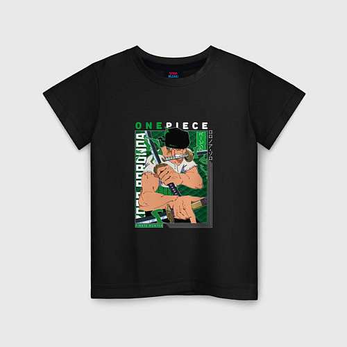 Детская футболка Ван-Пис One Piece, Зоро Ророноа Zoro Roronoa с над / Черный – фото 1