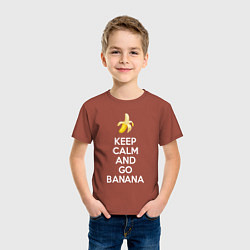 Футболка хлопковая детская Keep calm and go banana, цвет: кирпичный — фото 2