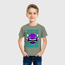 Футболка хлопковая детская GEOMETRY DASH ФИОЛЕТОВЫЙ ДЕМОН ГЕОМЕТРИЯ, цвет: авокадо — фото 2
