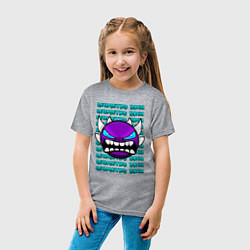 Футболка хлопковая детская GEOMETRY DASH ФИОЛЕТОВЫЙ ДЕМОН ГЕОМЕТРИЯ, цвет: меланж — фото 2