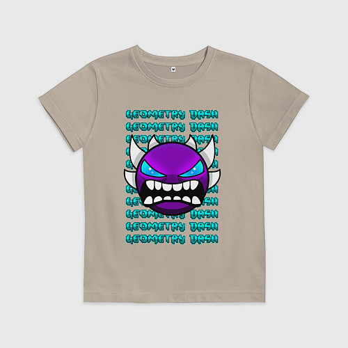 Детская футболка GEOMETRY DASH ФИОЛЕТОВЫЙ ДЕМОН ГЕОМЕТРИЯ / Миндальный – фото 1