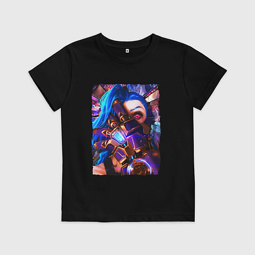 Детская футболка ARCANE LOL JINX FACE LEAGUE OF LEGENDS / Черный – фото 1