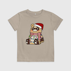 Футболка хлопковая детская ГОБА БОГ ОЧАГА НОВОГОДНИЙ, цвет: миндальный