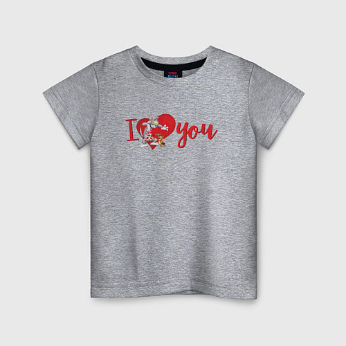 Детская футболка I love you TJ / Меланж – фото 1