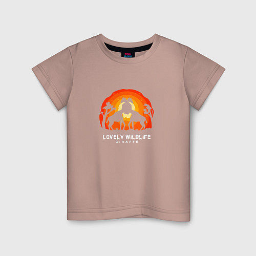 Детская футболка Lovely Wildlife Жирафы / Пыльно-розовый – фото 1