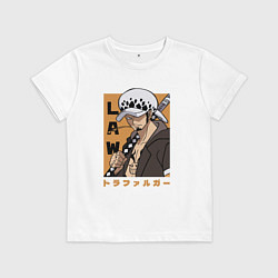 Футболка хлопковая детская Трафальгар Ло, цвет: белый