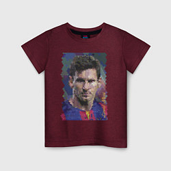 Футболка хлопковая детская Lionel Messi - striker, Barcelona, цвет: меланж-бордовый