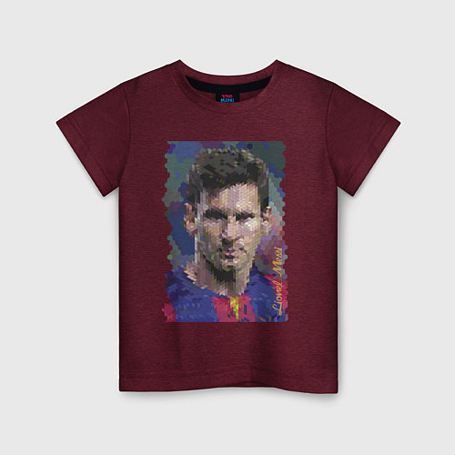 Детская футболка Lionel Messi - striker, Barcelona / Меланж-бордовый – фото 1