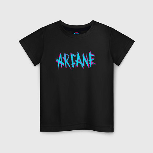 Детская футболка ARCANE LEAGUE OF LEGENDS NEON LOGO / Черный – фото 1