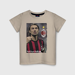 Футболка хлопковая детская Paolo Cesare Maldini - Milan, captain, цвет: миндальный