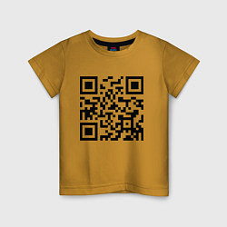 Футболка хлопковая детская Хочу в тайгу - QR code, цвет: горчичный