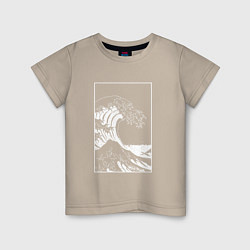 Футболка хлопковая детская Japan waves Японская волна, цвет: миндальный