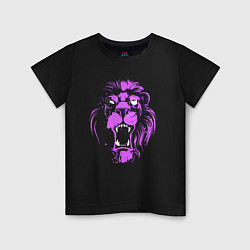 Футболка хлопковая детская Neon vanguard lion, цвет: черный