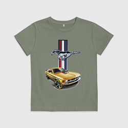 Футболка хлопковая детская Mustang motorsport, цвет: авокадо