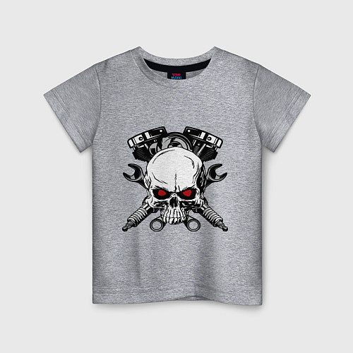 Детская футболка Moto skull / Меланж – фото 1