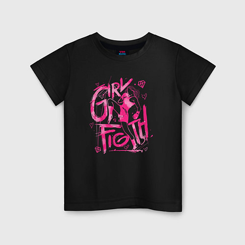 Детская футболка GIRL FIGTH женская драка / Черный – фото 1