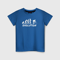 Футболка хлопковая детская Эволюция велосипедиста, цвет: синий