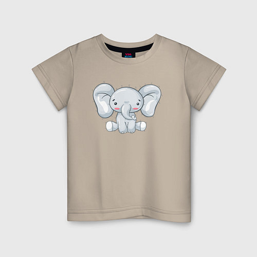 Детская футболка Маленький милый слоненок / Миндальный – фото 1