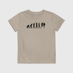 Футболка хлопковая детская Эволюция Муай Тай, цвет: миндальный