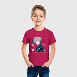 Футболка хлопковая детская Евангелион Neon Genesis Evangelion, Kaworu Nagisa, цвет: маджента — фото 2