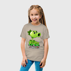 Футболка хлопковая детская Plants vs Zombies Горохострел, цвет: миндальный — фото 2