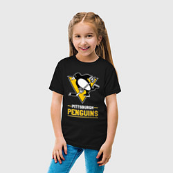 Футболка хлопковая детская Питтсбург Пингвинз , Pittsburgh Penguins, цвет: черный — фото 2