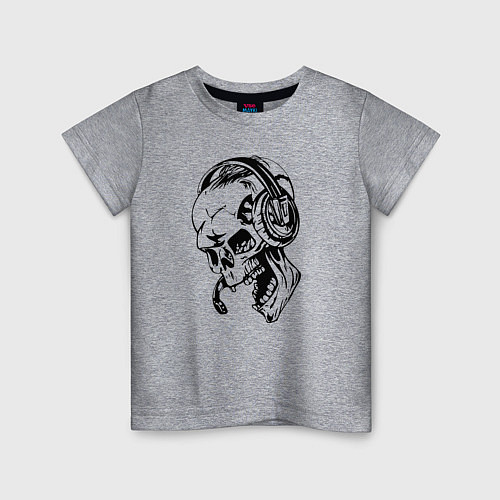 Детская футболка Cool skull & microphone / Меланж – фото 1