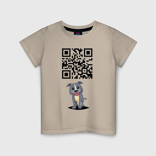 Детская футболка Пожрать есть чё? QR-code! / Миндальный – фото 1