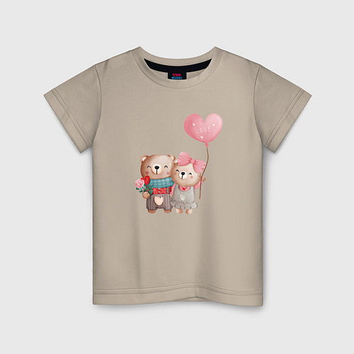 Детская футболка Влюбленные медвежата / Миндальный – фото 1