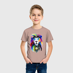 Футболка хлопковая детская Color lion! Neon!, цвет: пыльно-розовый — фото 2