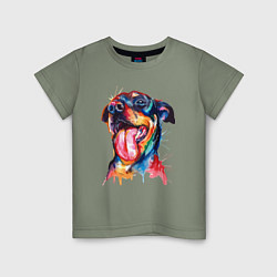 Футболка хлопковая детская Color rottweiler, цвет: авокадо