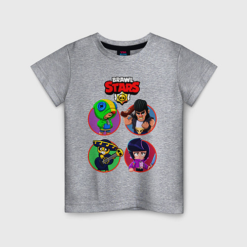 Детская футболка Персонажи Бравл Старс Brawl Stars heroes / Меланж – фото 1