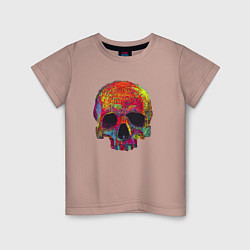 Футболка хлопковая детская Cool color skull, цвет: пыльно-розовый