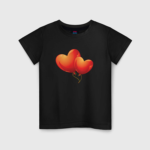 Детская футболка Воздушные Сердца Любовные Шары / Черный – фото 1