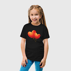 Футболка хлопковая детская Воздушные Сердца Любовные Шары, цвет: черный — фото 2