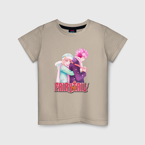 Детская футболка Хвост Феи Fairy Tail, Нацу и Люси / Миндальный – фото 1